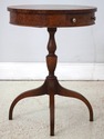 LF73620: Round Burl Walnut & Mahogany 1 Drawer Ped