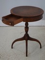 LF73620: Round Burl Walnut & Mahogany 1 Drawer Ped