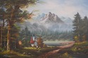 F73599: Oil On Canvas Mountain Scene - Artist Sign