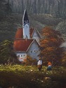 F73599: Oil On Canvas Mountain Scene - Artist Sign