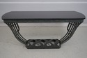 69047: French Art Deco Iron Base Granite Top Table