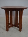 F68986: Mission Style Oak Round Occasional Table