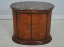 64746EC: Pair THOMASVILLE Oval Marble Top Burl Wal