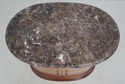 64746EC: Pair THOMASVILLE Oval Marble Top Burl Wal