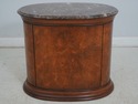 64746EC: Pair THOMASVILLE Oval Marble Top Burl Wal