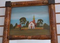 F73592: Antique Reverse Painted Hanging Wall Mirro