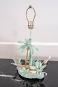 F69095: Vintage Metal Tole Palm Tree Island Table 