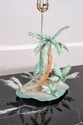 F69095: Vintage Metal Tole Palm Tree Island Table 