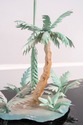 F69095: Vintage Metal Tole Palm Tree Island Table 
