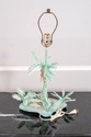 F69095: Vintage Metal Tole Palm Tree Island Table 