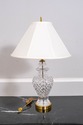 F69103: Pair of WATERFORD Brass & Crystal Lamps w/