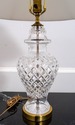 F69103: Pair of WATERFORD Brass & Crystal Lamps w/