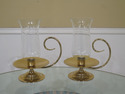 F47584EC: Pair BALDWIN Brass Candlesticks w. Glass