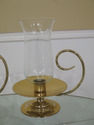 F47584EC: Pair BALDWIN Brass Candlesticks w. Glass