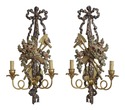 56268EC: Pair Country French Paint Decorated Cande