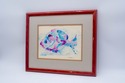 F69165: Framed Abstract Watercolor Fish Art Signed