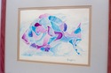 F69165: Framed Abstract Watercolor Fish Art Signed