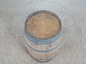 F73421: Vintage Oak Wine Barrel Table w. Glass Top