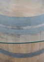 F73421: Vintage Oak Wine Barrel Table w. Glass Top