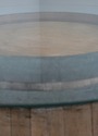 F73421: Vintage Oak Wine Barrel Table w. Glass Top