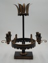 73432: Pair of Black & Gold Toleware Candelabras