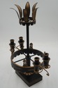 73432: Pair of Black & Gold Toleware Candelabras
