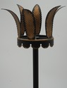 73432: Pair of Black & Gold Toleware Candelabras