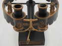 73432: Pair of Black & Gold Toleware Candelabras