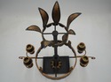 73432: Pair of Black & Gold Toleware Candelabras