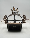73432: Pair of Black & Gold Toleware Candelabras