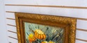 F69229: Abstract Still Life Orange Flowers Oil Pai