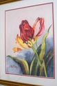 F69247: Framed Abstract Still Life Tulips Watercol