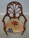 60764EC: Carved Mahogany Open Armchair w. Upholste