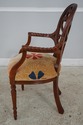 60764EC: Carved Mahogany Open Armchair w. Upholste