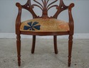 60764EC: Carved Mahogany Open Armchair w. Upholste