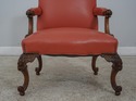 60773EC: French Louis XV Style Carved Frame Leathe