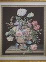 F69185: Pair Irish Framed Floral Tapestry Art