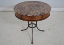 L68980: Pair CENTURY Round Marble Top Iron Base La