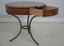 L68980: Pair CENTURY Round Marble Top Iron Base La