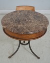 L68980: Pair CENTURY Round Marble Top Iron Base La