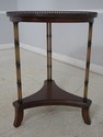 L64813EC: Round Inlaid Top Lamp Table w. Brass Gal