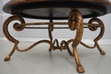 L73701: Round Leather Top Metal Base Coffee Table