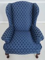 73767: BROYHILL Roll Arm Blue Upholstered Wing Cha