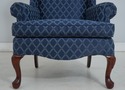 73767: BROYHILL Roll Arm Blue Upholstered Wing Cha