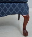 73767: BROYHILL Roll Arm Blue Upholstered Wing Cha