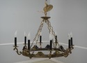 F68663: French Empire 8 Arm Black & Brass Hanging 