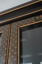 L68710: Vintage Ebony Painted Glass & Wood Chinois