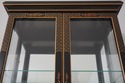 L68710: Vintage Ebony Painted Glass & Wood Chinois