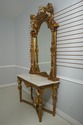 64444EC: Italian Marble Top Gold Console & Mirror 