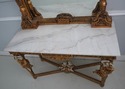 64444EC: Italian Marble Top Gold Console & Mirror 